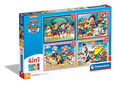 Clementoni | Puzzle Paw Patrol pour Enfant 3 Ans+ | 4 en 1 Supercolor | 12, 16, 20, 24 Pièces | Puzzle Évolutif | Développement Motricité et Coordination | Idée Cadeau Éducatif | Idée Cadeau Enfant
