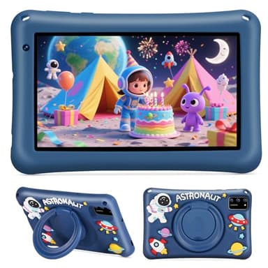 BRILLAR Tablette Enfant 7 Pouces Android 13,8Go RAM + 64Go ROM (Extensible 256Go),Octa-Core,5800mAh,Certifié Google (Bleu)