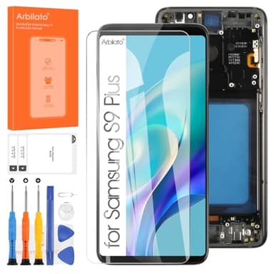 Arbilato Écran LCD pour Samsung Galaxy S9 Plus Écran Remplacement Numériseur Tactile Assemblé avec Outils(Noir avec Cadre,Incell,Pas d'empreintes digitales)