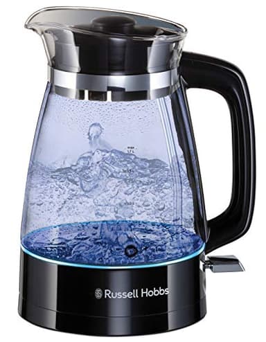 Russell Hobbs Bouilloire Electrique verre [Elégante & moderne] Classic (Design unique Carafe, 1,7L, 2400 W, Eclairage Interne LED,Economie d'énergie,Ergonomique,Couvercle amovible) 26080-70