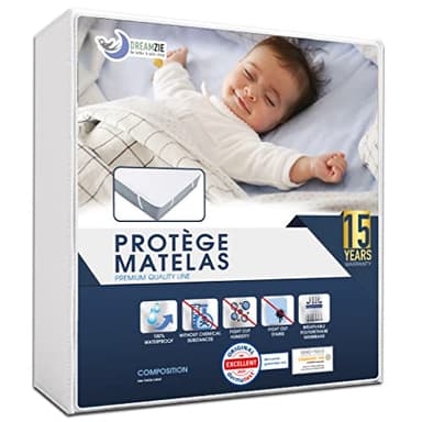 Dreamzie Protège Matelas 80x160 cm Imperméable Certifié Oeko TEX - Alese en Coton Respirant avec 4 Coins Elastiques
