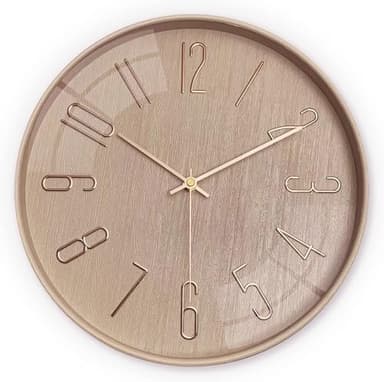 NUOVO Horloge murale 30,5 cm Décoration intérieure moderne Beige Horloge murale Design simple 3D Horloge murale silencieuse à piles Pas de tic-tac pour bureau cuisine salon chambre école