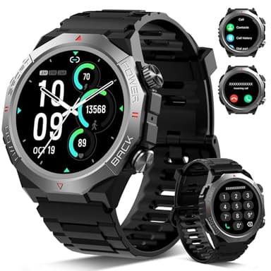 Militaire Montre Connectée Homme Femme avec Appel Bluetooth, 1.39" HD Smartwatch Motre Sport avec 110+ Modes Sportifs, Podometre Cardiofrequencemetre Sommeil, Etanche IP68 pour Android/iOS(2026)