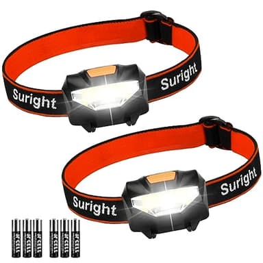 Torche Frontale(2 pcs), Lampe Frontale Puissante LED 140 LM, 3 Modes d’Eclairage, Réglable, Poids Léger pour Course Camping Cyclisme Éclairage Extérieur Cadeau pour Enfants, 6 Piles AAA Inclus