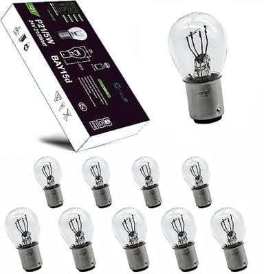 LIGHTWORLD24 10 x BAY15D P21/5W Lampe automobile 24V 21 Watt 5 Watt, ampoule de frein, ampoule arrière, ampoule à culot à billes, ampoule, pour camions, feu arrière, feu de stop, clignotant