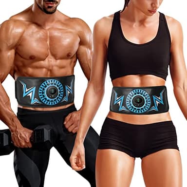 JOYTOUR Ceinture Abdominale Electrostimulation, Appareil Electrostimulation Abdominale, Electrostimulateur Musculaire, Cuir de Première Qualité, 6 Modes & 9 Intensités, Ajout de Ceinture d'extension