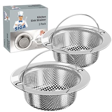 Mr.SlGA 2 Pcs Filtres à Évier de Cuisine en Acier Inoxydable, Crépine de Vidange d'évier avec Poignée, Diamètre Intérieur 8 cm - Profondeur 3 cm
