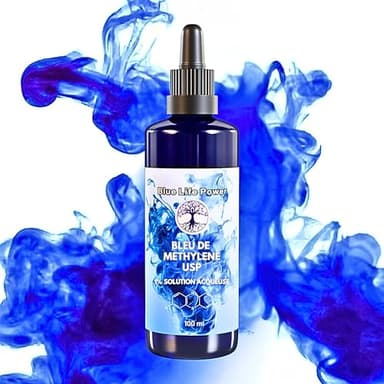 Blue Life Power | Solution de bleu de méthylène à 1% - 100 ml | Ultra Haute Pureté USP - Testé en laboratoire | Sans métaux lourds | Bleu de Méthylène | Bouteille en verre | Blue Life Power®