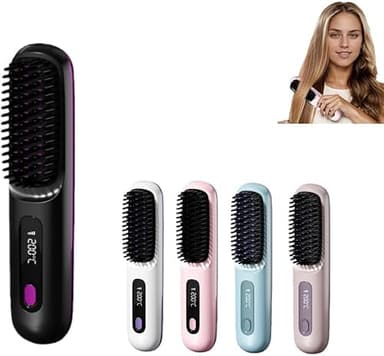 Brosse Cocoony pour Cheveux Courts Brosse, Lissante Rechargeable Portable, Un Volume Coiffe en 2 Minutes (Noir)