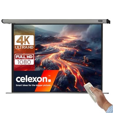 celexon HomeCinema Écran de Projection motorisé 90" | 200x150 cm 4:3 | Écran 4K, Full-HD pour Projections Home Cinéma et présentations Professionnelles avec vidéoprojecteurs | Montage Mural/Plafond