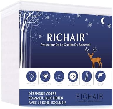 RICHAIR - Protège Matelas 160 x 200 Imperméable Bonnet 30cm - Alèse Silencieux et Ultra Absorbant - Hypoallergénique, Anti-Acarien et Bactérien