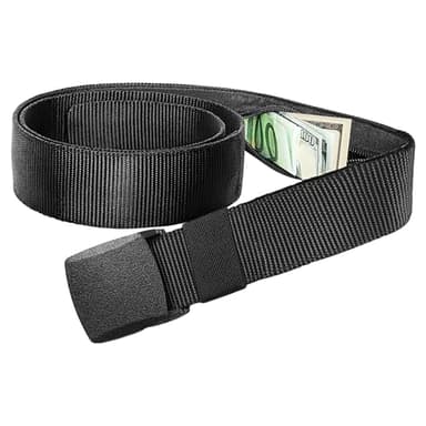 Ceinture à monnaie pour homme et femme avec compartiment secret, 120 cm, réglable avec compartiment secret, ceinture de sécurité de voyage, avec fermeture éclair, pour voyage, protection contre le vol