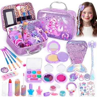 Hohosunlar Kit Maquillaje Enfant Fille avec Vernis à Ongles, Coffret Maquillage de Princesse Jouet Fille Non Toxique et Lavable, Les Cadeaux d'anniversaire de Noël Jouet pour Filles 3 4 5 6 7 8 9 10