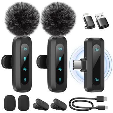 WARM BOX Microphone de Lavalier sans Fil pour iPhone,iPad,téléphone Android,2-Pack Mini Microphone avec réduction du Bruit, appairage Automatique,sourdine et réverbération pour