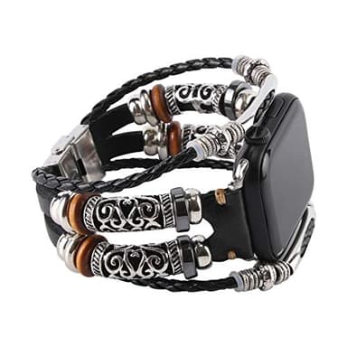 Konafei Bracelet rétro en cuir multicouches compatible avec Apple Watch Series SE 7 6 5 4 3 2 1 Compatible avec Apple Watch 44 mm, 45 mm, 42 mm, 40 mm, 41 mm, 38 mm pour homme et femme, 44 mm/45 mm/46