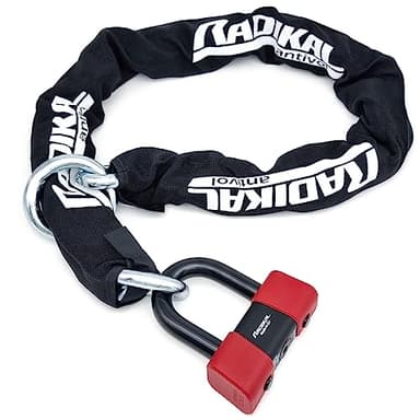 RADIKAL RK48120L Antivol Moto Homologué SRA, Sécurité Premium, Mini U 18mm Chaîne Acier Cémenté 13,5mm Testée contre Sciage Coupe-Boulons, Multifonction Bloque Disque/Chaîne 120cm Lasso Plus Longue
