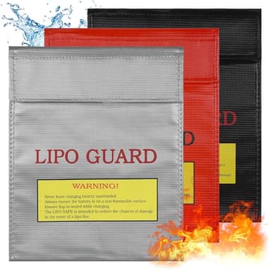 Huiguli 3 Pièces Sac Batterie Lipo, 22.5 x 18.5cm Sac Ignifuge Antidéflagrant, Porte Documents Ignifuge Étanche, Sac de Protection Incendie pour Batterie Lipo, Valeur, Documents, Bijoux