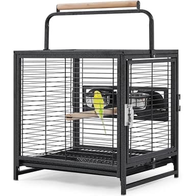 Yaheetech Cage à Oiseaux avec Jouets Poignée Cage pour Petit Oiseau Noir 48,5 x 47,5 x 39cm