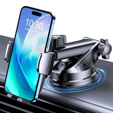 Mohard Support Telephone Voiture, [Jamais de Chute] Ultra Robuste Pied Telephone Voiture Orientable à 360°, Attache Téléphone Voiture Ventouse Ensembles d'Intérieurs pour iPhone 17 & 4-7" Smartphones