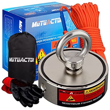 MUTUACTOR Aimant Neodyme Super Puissant Combine 400KG Force de Traction, Aimant Puissant Avec 20M Robuste Corde, Acheter Aimant Puissant Dans Jeu Pêche Magnetique pour la pêche magnétique et Le sauvet