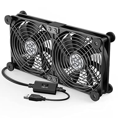 ELUTENG Ventilateur USB 120mm 2 en 1 5V, 3 Vitesses Double Rangée avec 8 Pieds Absorbant les Chocs Petit Ventilateur PC Silencieuse pour PS5/Ordinateur Portable/TV Box/Routeur