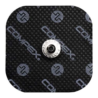 Compex I Sachet de 4 électrodes Noires 5x5 cm pour électrostimulateur I Compatibles avec Les électrostimulateurs avec ou sans câble