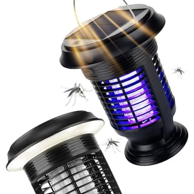 RAPIZZ Lampe Anti Moustique Interieur & Exterieur - Solaire & Prise I Résistant Pluie & Batterie Li-ION I UV Lampe Moustique Exterieur Lanterne Anti Moustique Lumière Bleue Appareil Anti-Moustique