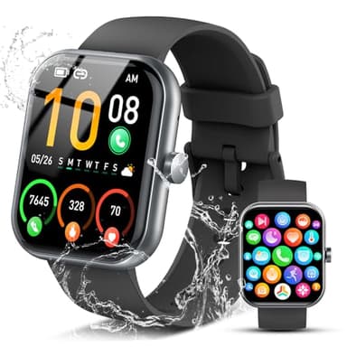 Montre Connectée Homme Femme avec Appels Bluetooth, 1.96" HD Smartwatch avec 110+ Modes Sportifs/Podometre/Sommeil/Cardiofrequencemetre, Etanche IP68, Bracelet Montre Intelligente pour Android iOS