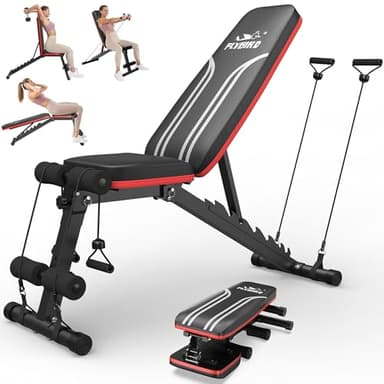 FLYBIRD Banc Musculation Pliable, Banc Réglable avec 8 Angles & 3 Hauteur Pieds, Capacité 318KG, Plat/Incliné/Décliné/Vertical pour Entraînement Corps Complet à la Maison & au Bureau
