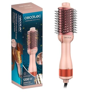 Cecotec Brosse à Air Volumisante CeramicCare Single Peach. 1200W, Démêle, Sèche, Donne du Volume, Lisse et Ondule, Revêtement Céramique avec Kératine et Huile d'Argan, 3 Modes.