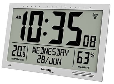 Techno Line WS 8013 radiopiloté(e) Horloge Murale 369 mm x 270 mm x 24 mm Argent Grand écran