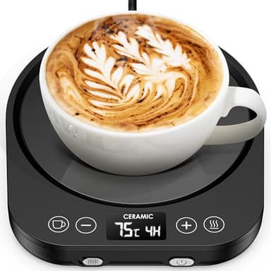 Accwork Chauffe Tasse Bureau avec Inductance Gravitationnelle pour Arrêt Automatique, Réchauffe Tasse à 7 Réglages de Température, Maintien Thé Lait Café au Chaud