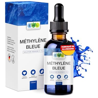 Bleu de méthylène 1% solution, 100ml bleu de méthylène gouttes qualité pharmaceutique, methylene blue fabriqué en Allemagne, hautement dosé, pur et testé en laboratoire