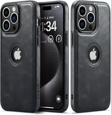 Sibada Cuir Coque pour iPhone 15 Pro Max, Logo Visible, Classique Luxe Elégant, Housse pour iPhone 15 Pro Max (2023) 6,7" - Noir