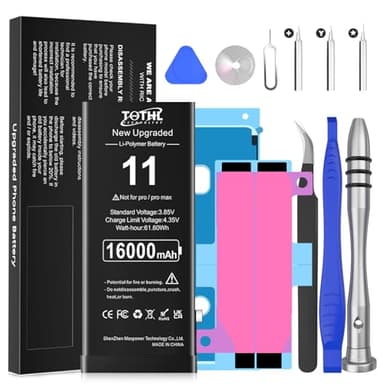 Batterie pour iPhone 11, 16000mAh Batterie Lithium ION Haute capacité avec Outils de réparation