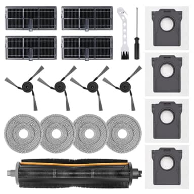 Kit d'accessoires pour Dreame L10s Ultra Gen 3/L40 Ultra/X40 Ultra Complete/Master/Mova P50 Pro Ultra Robot Aspirateur, 1 Brosse TriCut, 4 Filtres, 4 Brosses Latérale, 4 Serpillere, 4 Sacs à Poussière