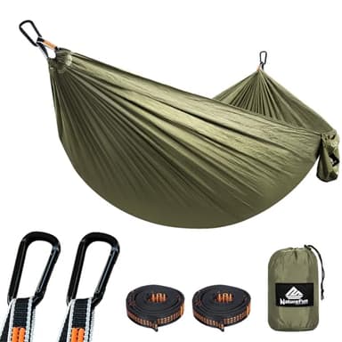 NATUREFUN Hamac Ultra-léger de Voyage Camping | 300 kg Capacité de Charge,(275 x 140 cm) Nylon à Parachute| 2 x Mousquetons de qualités, 2 x Sangles de Nylon| pour Jardin d'interieur/extérieur