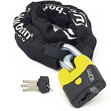 URBAN U8K120 Antivol Moto Chaîne Homologué SRA, Sécurité Maximale Niveau 20, Ø15mm Acier Trempé, Double Verrouillage, Serrure Anti-Crochetage, Fixation Garage, Antivol Vélo Électrique Scooter, 120cm