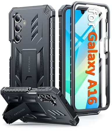 FNTCASE Coque pour Samsung Galaxy A16: Antichoc Housse Samsung A16 5G/4G,Case de Protection de Qualité Militaire Anti-Chute avec Béquille Téléphone Etui Robuste Portable Intégrale Cover 6,7 Pouce