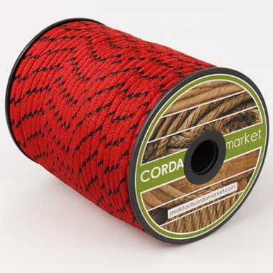 CORDAMARKET 8 mm Corde drisse, Adulte, Unisexe, Rouge, 50 m