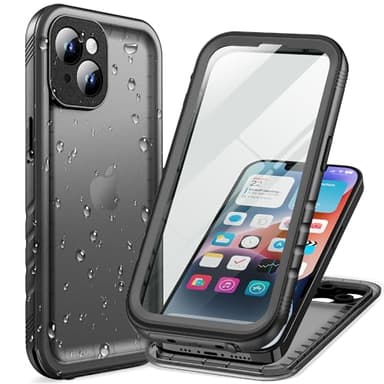 Cozycase Coque pour iPhone 14 Étanche Antichoc - 360 degres Incassable Militaire Rigide Intégrale Case/Bumper/Housse 【IP68 Waterproof/Imperméable】 Etui Anti Choc Eau avec Protection Camera - Noir