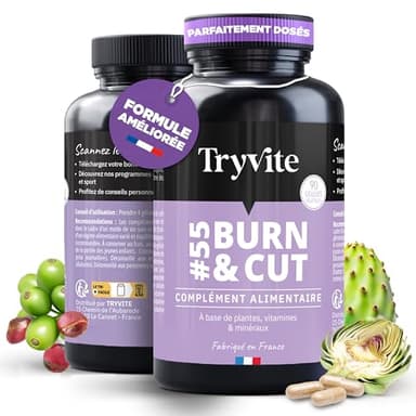 Bruleur de Graisse Puissant Homme Femme | Brule Graisse Puissant Perte de Poids Rapide et Efficace | TRYVITE BURN&CUT Formule Minceur Améliorée 2025 | 90 gélules