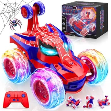 Voiture Télécommandée Enfants, Jouet Fille Garcon 3 4 5 6 7 8 9 Ans Jeux Spider Monster Truck Telecommande avec Lumière, 2.4Ghz RC Camion Radiocommandée Véhicule Téléguidée Cadeau Anniversaire Noël