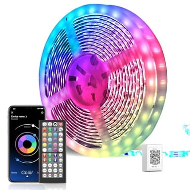 Ruban LED 30M, Bande LED Bluetooth Ultra-longue Lumineuse LED RGB Multicolore, Contrôlé par Télécommande APP, Synchroniser avec Rythme de Musique, Led Ruban pour Chambre, Mariage, Fête,Cuisine