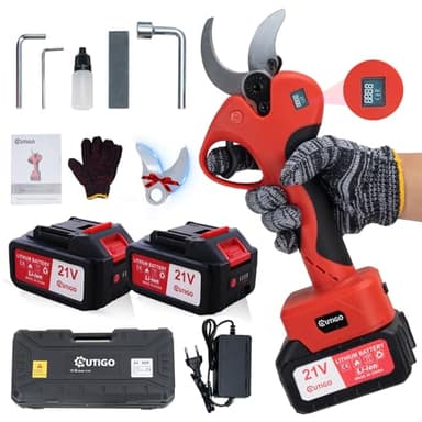 OUTIGO Sécateur Électrique Sans fil, 40mm Secateur Electrique 6000 mAh, Sécateur électrique avec Écran avec 2 Batteries de 3.0Ah pour la taille, le jardinage, les arbres fruitiers et le vignoble