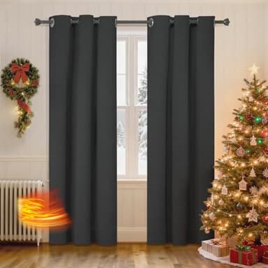 Ystyle Rideau Occultant 100% Effet Lin, Rideau Thermique Isolant Anti Froid Et Chaleur 2 Pièces, 140×240 Rideau Phonique Anti Bruit, Rideaux Moderne Chambre Maison Salon À Oeillets, Noir