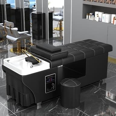 Lit de Massage Spa Smart Beauty Bed Head avec shampoing et Fumigation par Circulation d'eau pour Salon de beauté, Noir