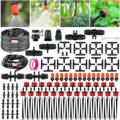 MQVXT Système d'irrigation Jardin, 185Pcs Kit d'irrigation Goutte, 30m+5m Kit Arrosage Automatique,Kit d'irrigation Goutte à Goutte Système d'irrigation pour Jardin pour Jardin pelouse Serre Plantes