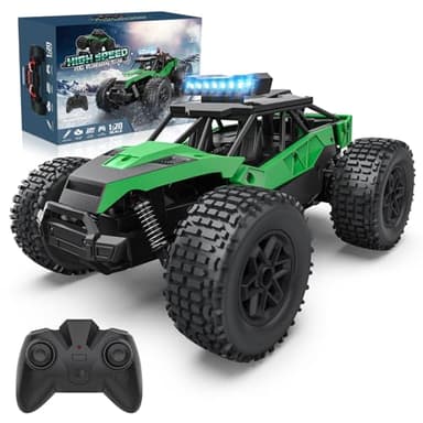 Voiture Télécommandée Tout Terrain, 1:20 Voiture de Course Radiocommandée 2.4Ghz RC Camion Telecommande Rechargeable Monster Truck Jouet Garçon Jeu Extérieur Intérieur Cadeau Enfant 6 À 14 Ans