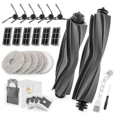 26PCS Kit D'accessoires pour Dreame X40 Ultra Complete/L40 Ultra/X40 Master/P50 Pro Ultra Aspirateur avec 2 Brosses Principales, 6 Brosses Latérales, 6 Vadrouille, 6 Filtres, 4 Sacs à Poussière(xx)